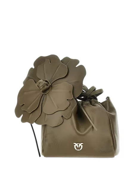 Geantă Pinko din piele cu model floral cu aplicații verde