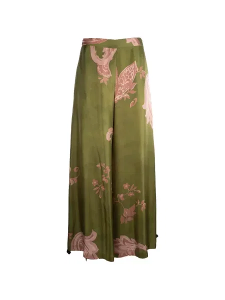 Pantaloni palazzo Co.go cu model floral cu imagine verde
