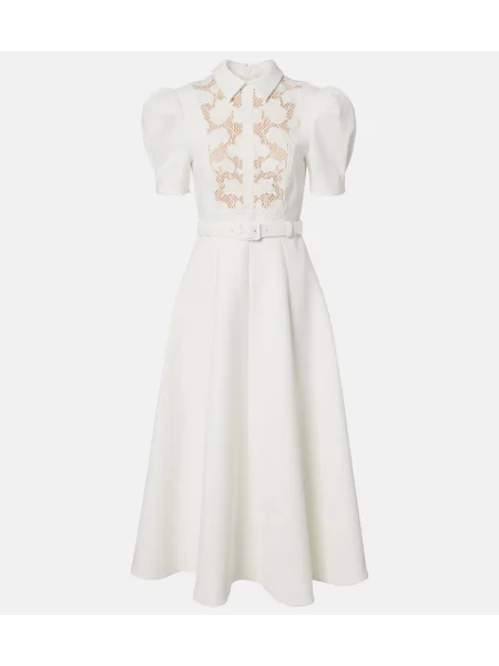 Sukienka midi Rebecca Vallance koronkowa do kolan garniturowa biała