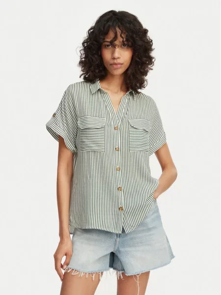 VERO MODA Bluza BUMPY tamno / bijela zelena