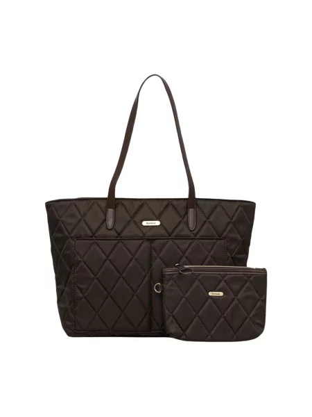 Shopperka Barbour skórzana zielona