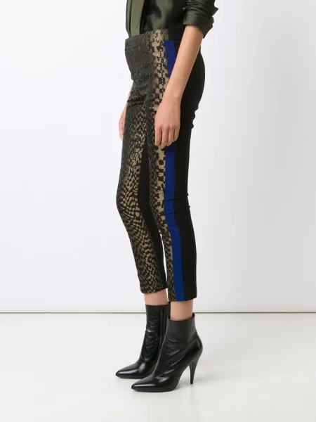 Pantaloni Haider Ackermann cu dungi din jacard verde