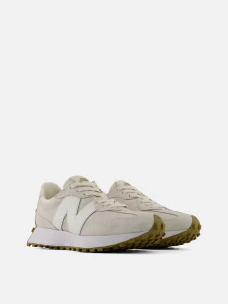Замшевые повседневные кроссовки New Balance 327 белые