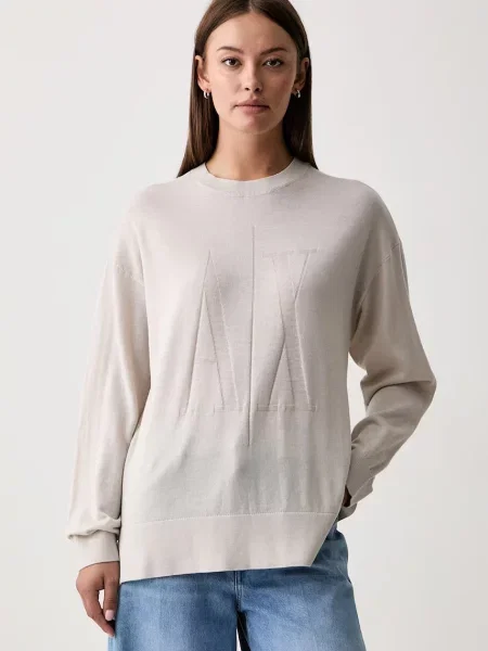 Armani Exchange pulover pentru femei din lână bej