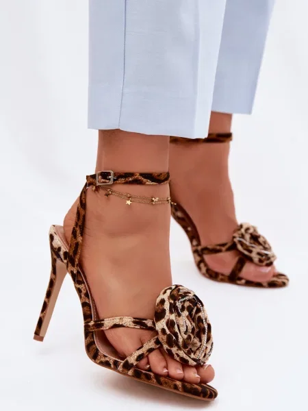 Sandale Boto cu toc înalt cu model leopard