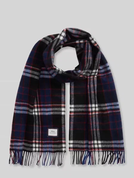 Tommy Hilfiger Wełniany szalik Mężczyźni Wełna wielokolorowy ONE SIZE czarna