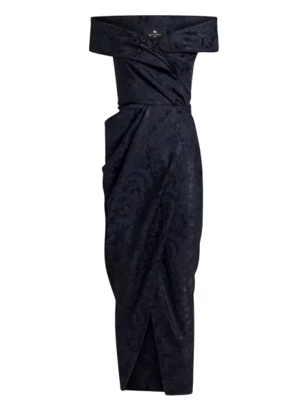 Sukienka wieczorowa Etro żakardowa garniturowa niebieska