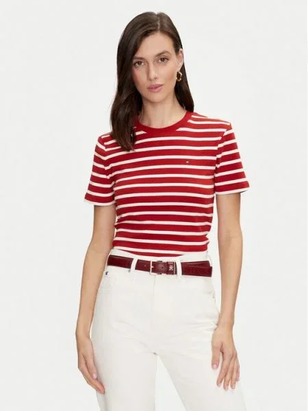 TOMMY HILFIGER Tricou CODY albastru marin / roșu / alb bordo