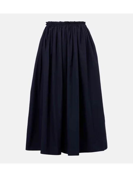 Fustă midi Gabriela Hearst până la genunchi din poplin albastru