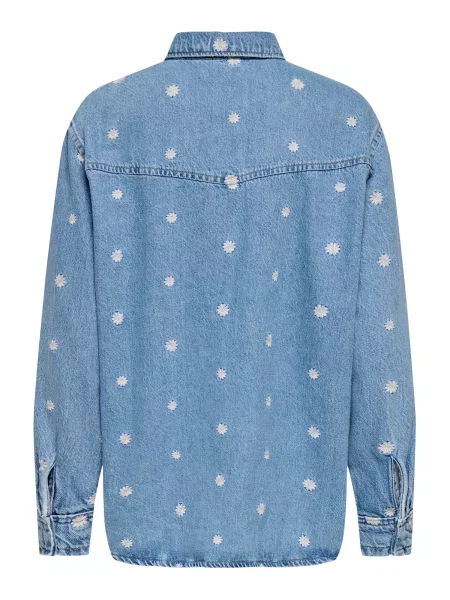 ONLY Bluză ONLVERA albastru denim alb