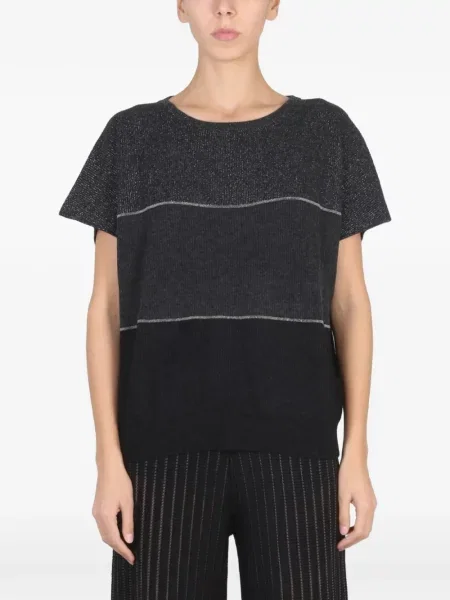 Scurt tricou Fabiana Filippi cu decolteu în U gri
