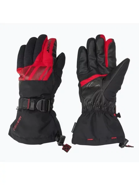Мъжки скиорски ръкавици ZIENER Ghalion Aquashield black/red salsa черно