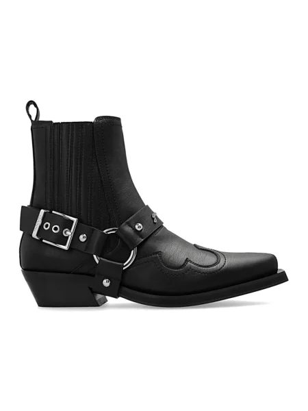 Buty do kostki Ganni skórzane czarne