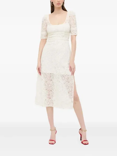 Костюм рокля For Love & Lemons с дантела отворен гръб бяло