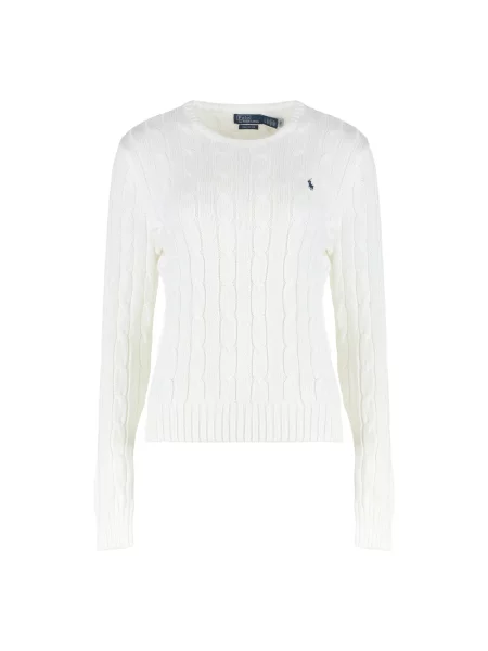 Polo Ralph Lauren Sweter z dzianiny Kobiety niebieski jednolity M biały