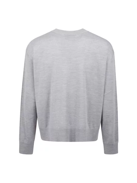 Sweter Ami Paris z długim rękawem klasyczny szary