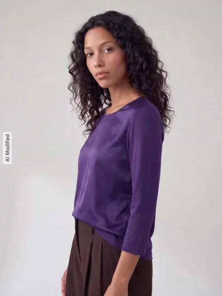 Bluzka z rękawem o dł. o kroju slim fit z mieszanka model Tamina' Joop!
