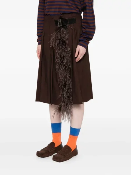 Fusta plisata Plan C cu pene plisată până la genunchi maro