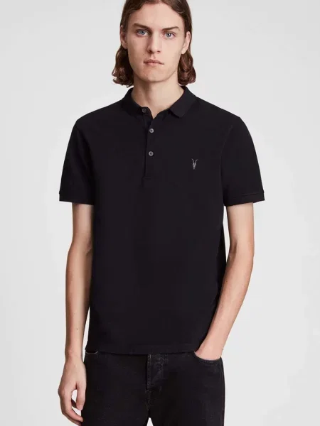 AllSaints Тениска с яка Reform Polo черно