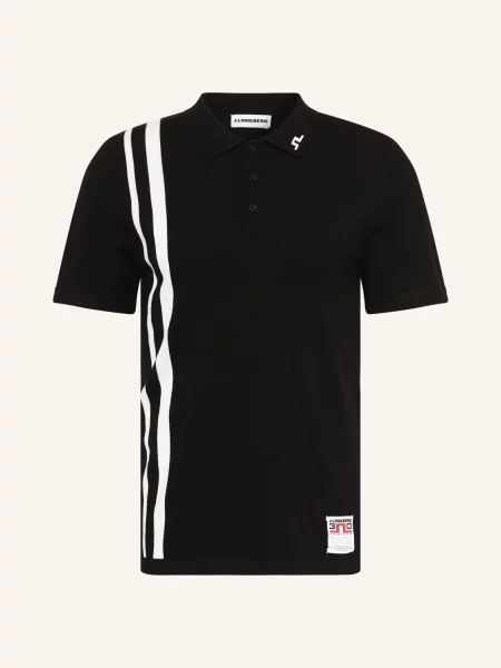 J.Lindeberg Pletené Polo Tričko černá bílá