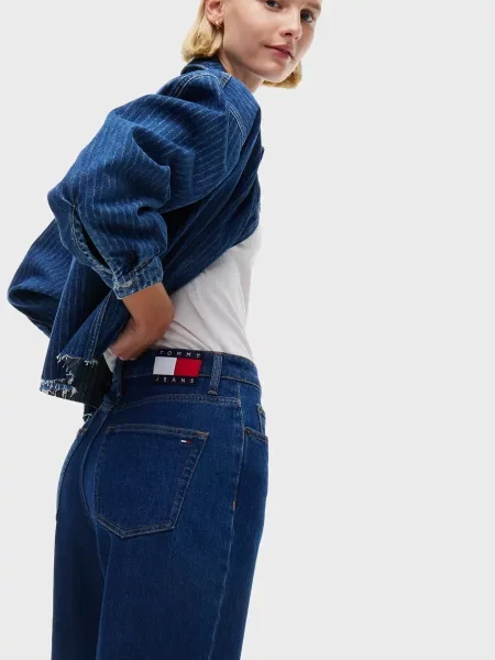 Прямые джинсы Tommy Jeans с высокой посадкой синие
