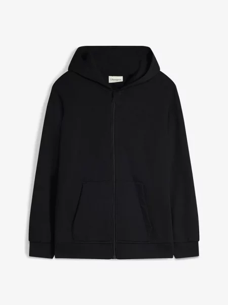 Bluza rozpinana z kapturem z miękkiej mieszanki bawełny czarna