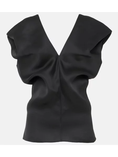 Top Khaite din satin negru