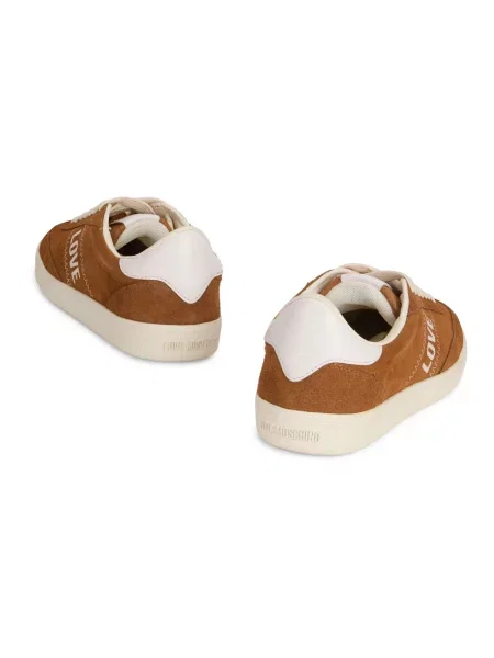 Sneakersy Love Moschino sznurowane skórzane brązowe