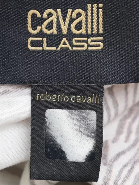 Koszulka Cavalli Class w kwiatki z nadrukiem zielona