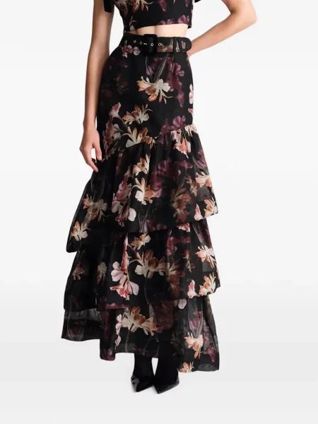 Fusta maxi Cara Cara cu model floral cu imagine negru