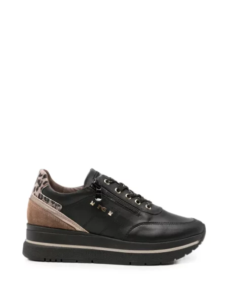 Sneakerși Nero Giardini din piele cu imagine cu model leopard negru