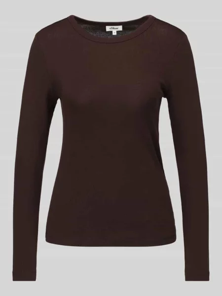 Bluzka z długim rękawem o kroju slim fit z czystej bawełny S.oliver Red Label