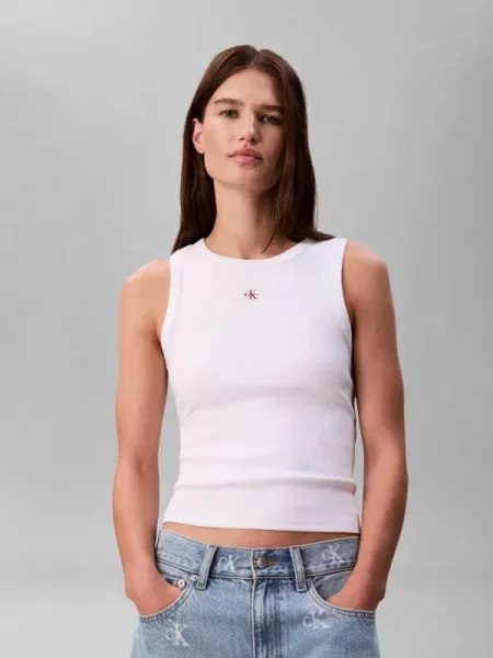 Top Calvin Klein Jeans fără mâneci alb