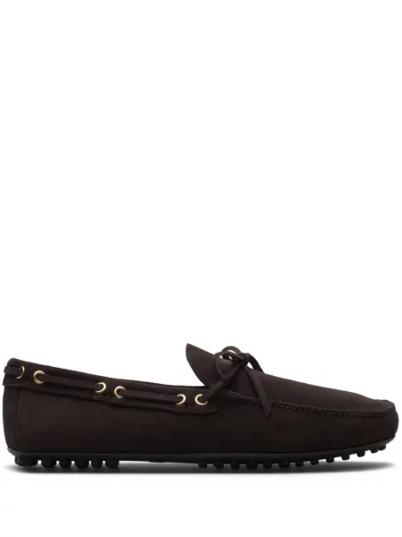 Pantofi loafer Car Shoe cu funde din piele de căprioară maro