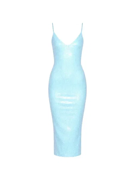 Rochie midi Fleur Du Mal cu paiete cu decolteu în V până la genunchi albastru