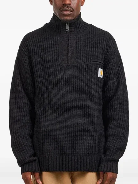 Pulover Carhartt Wip de jumătate de fermoar negru