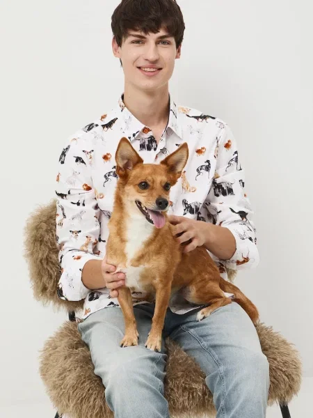 Риза Medicine със стандартна кройка с класическа яка бежово