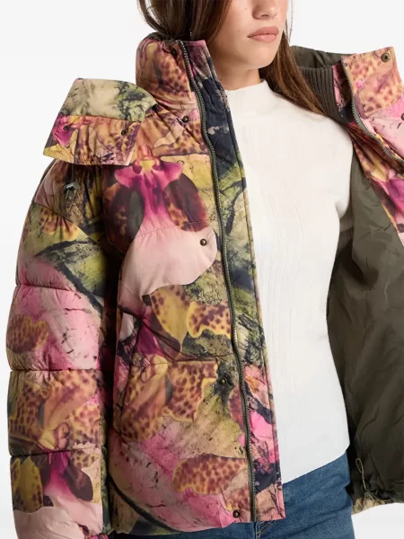 Gėlėtas raštuotas paltas Desigual rožinė