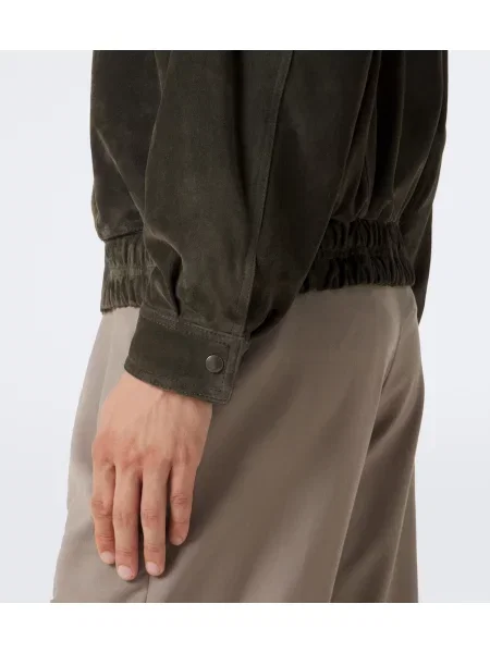 Geacă Saint Laurent din piele de căprioară verde