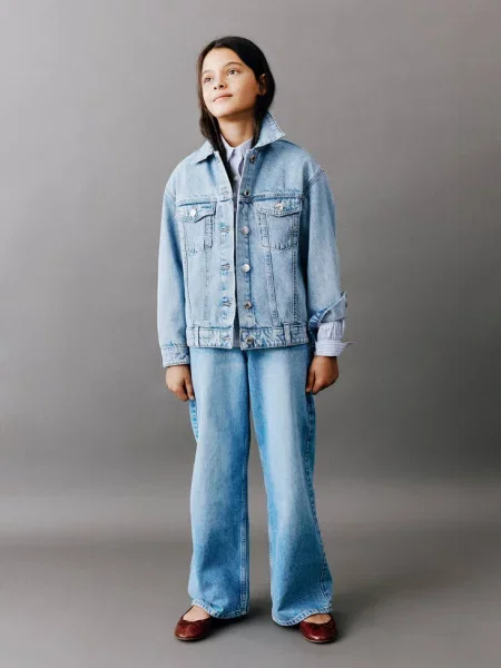 Kurtka dżinsowa średni Dzieci 8 MANGO KIDS niebieski