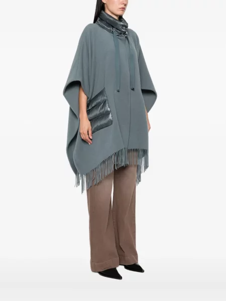 Poncho Herno cu franjuri albastru