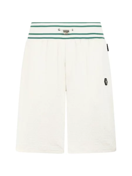 Pantaloni scurți Philipp Plein din jacard alb