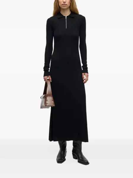 Gulerat rochie midi Samsøe Samsøe tricotate negru