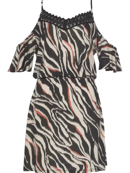 S.Oliver Rochie de vară crem maro ruginiu negru