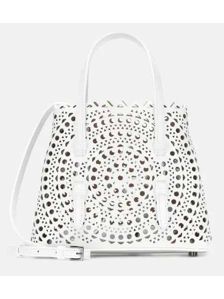 Kožená kožená taška Alaã¯a biela