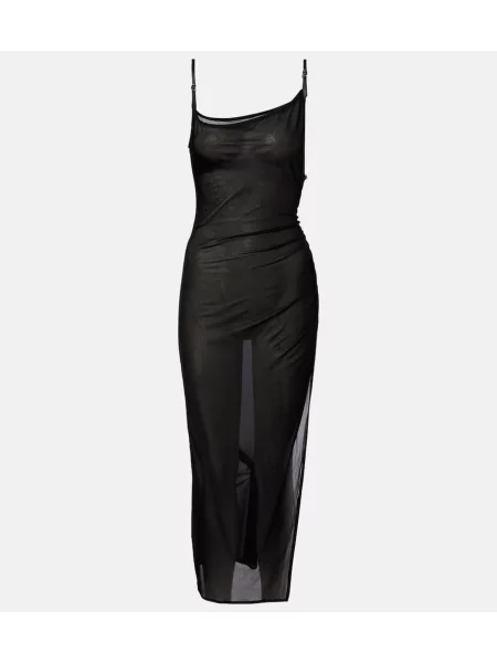 Rochie maxi Mugler transparente de costum negru