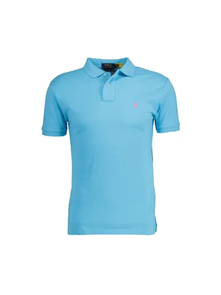 Lniana koszulka polo Polo Ralph Lauren z krótkim rękawem klasyczna niebieska