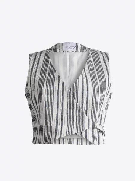 Vestă de costum negru alb