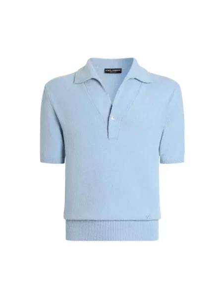 Dzianinowa koszulka polo Dolce And Gabbana niebieska