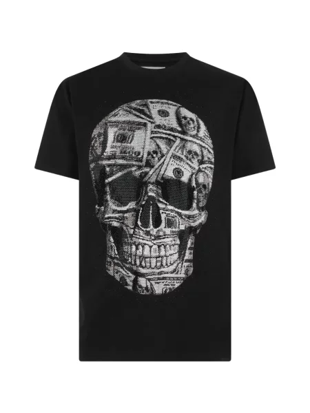 Tricou Philipp Plein din jerseu cu strasuri negru